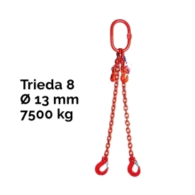 Dvoupramenný řetězový vazák, oko-2 hák, zkracovač, Nosnost 7500/5300 kg, G8-13, Certifikát